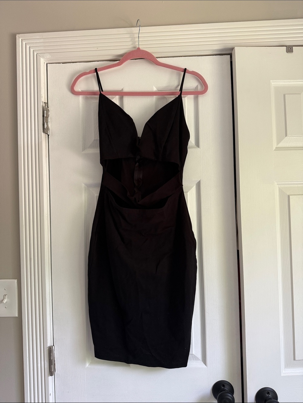 Windsor Black Spaghetti-Strap Cutout Mini Dress
